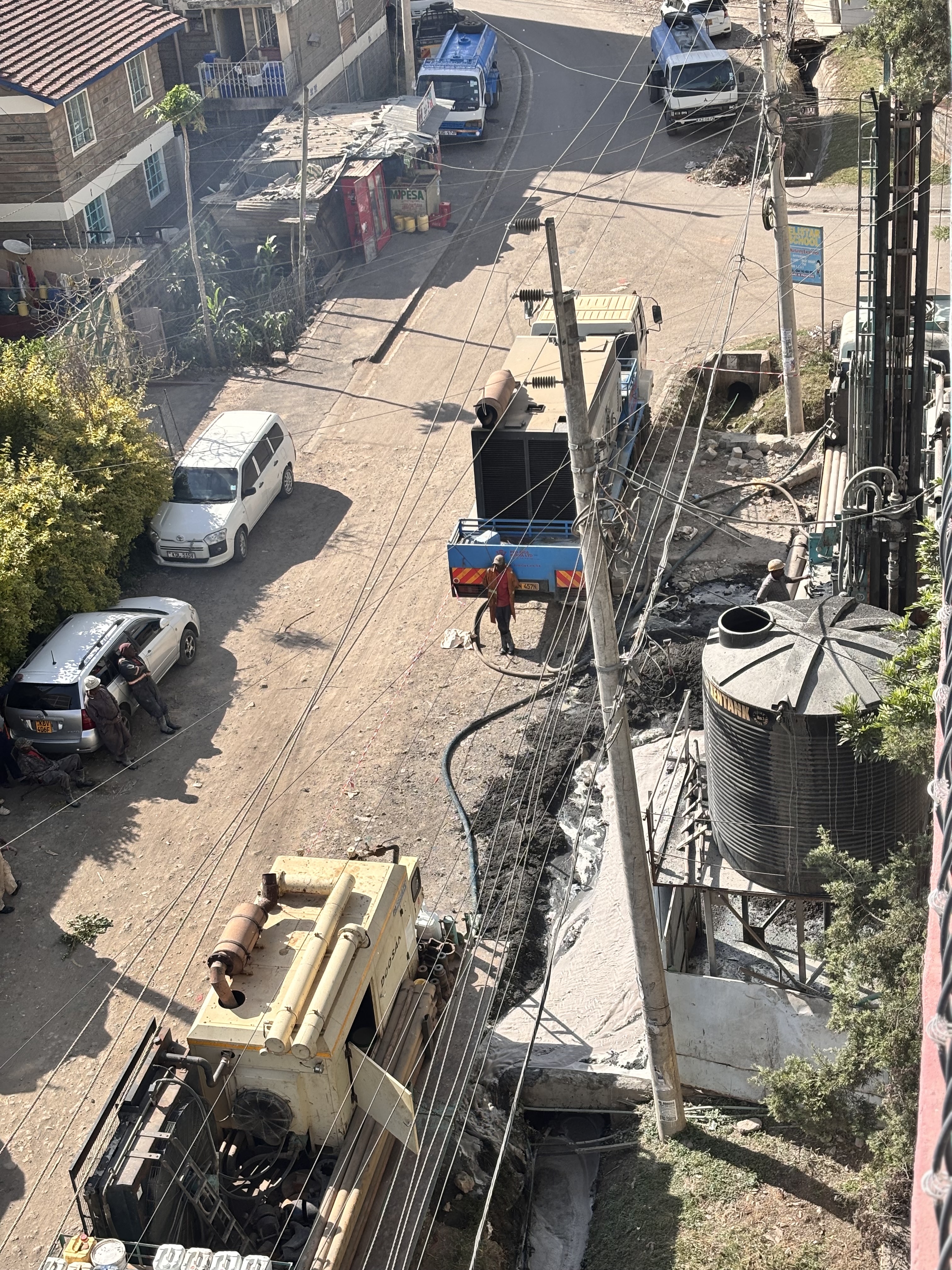 Tanker truck loading bay at the Donholm commercial water borehole, Nairobi