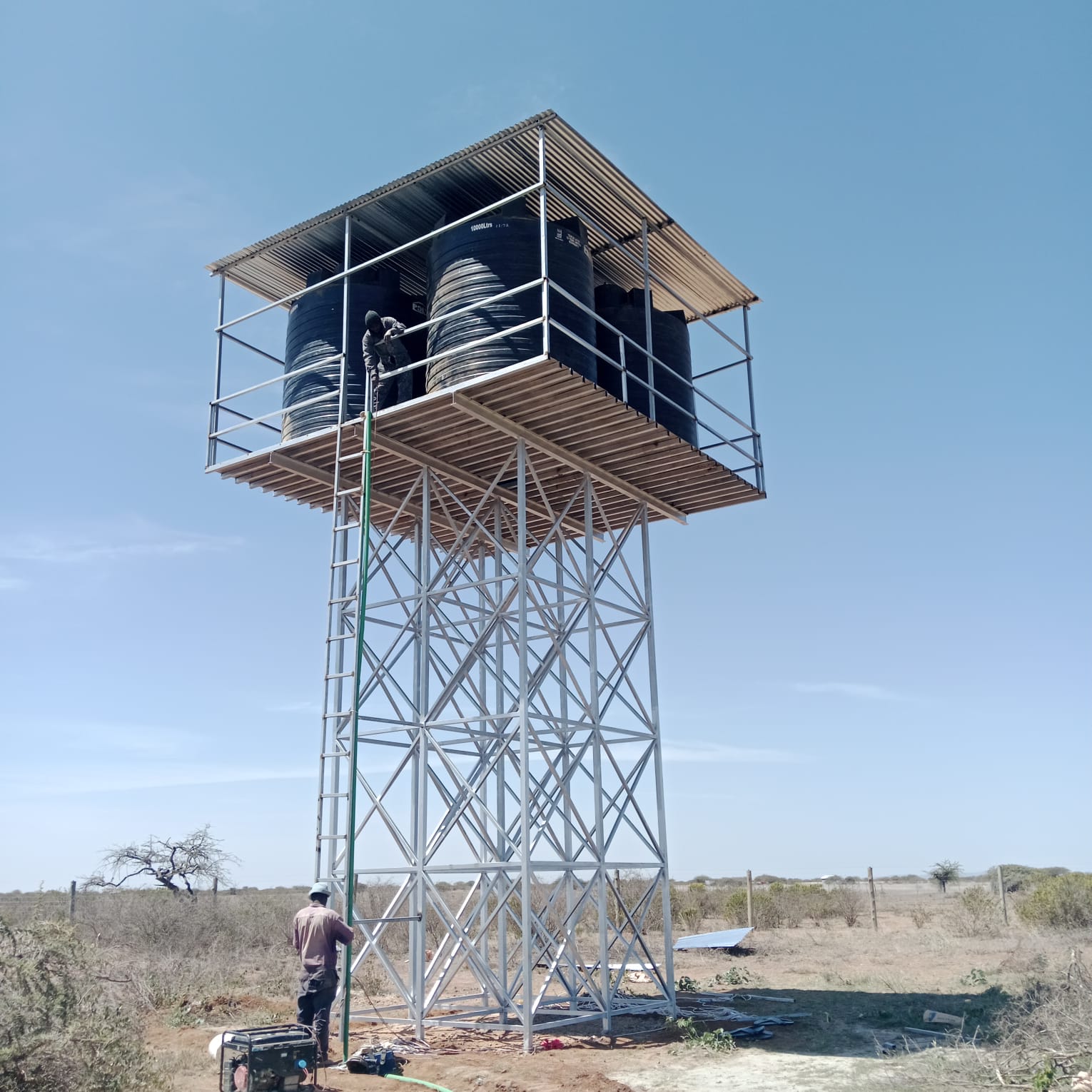 Steel water tower installation
