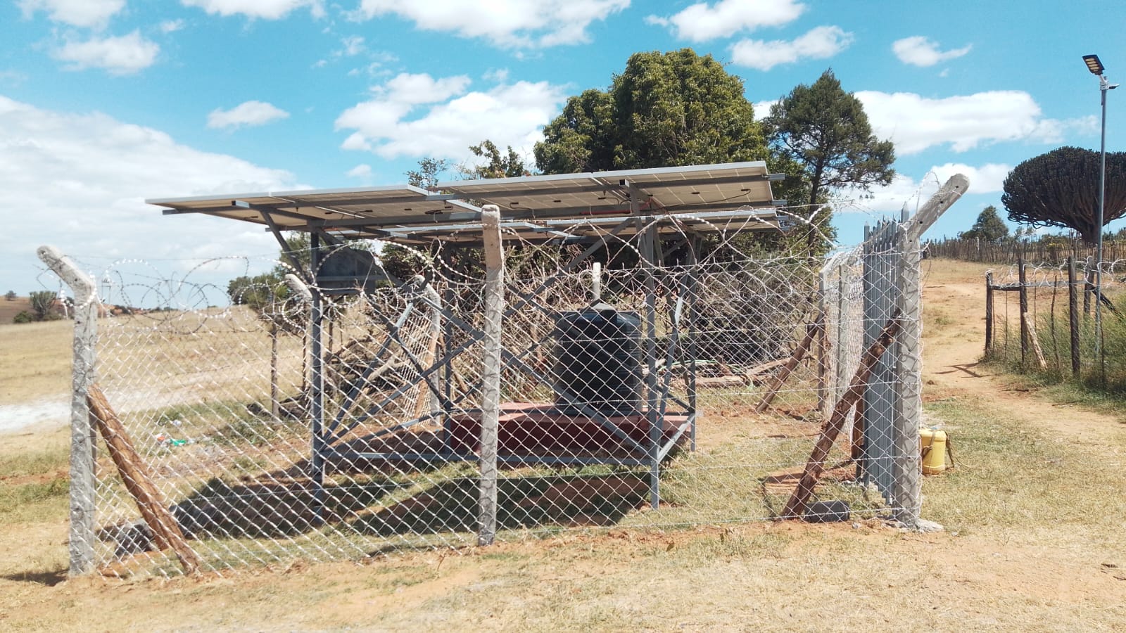 Completed solar borehole station Chumvi Laikipia