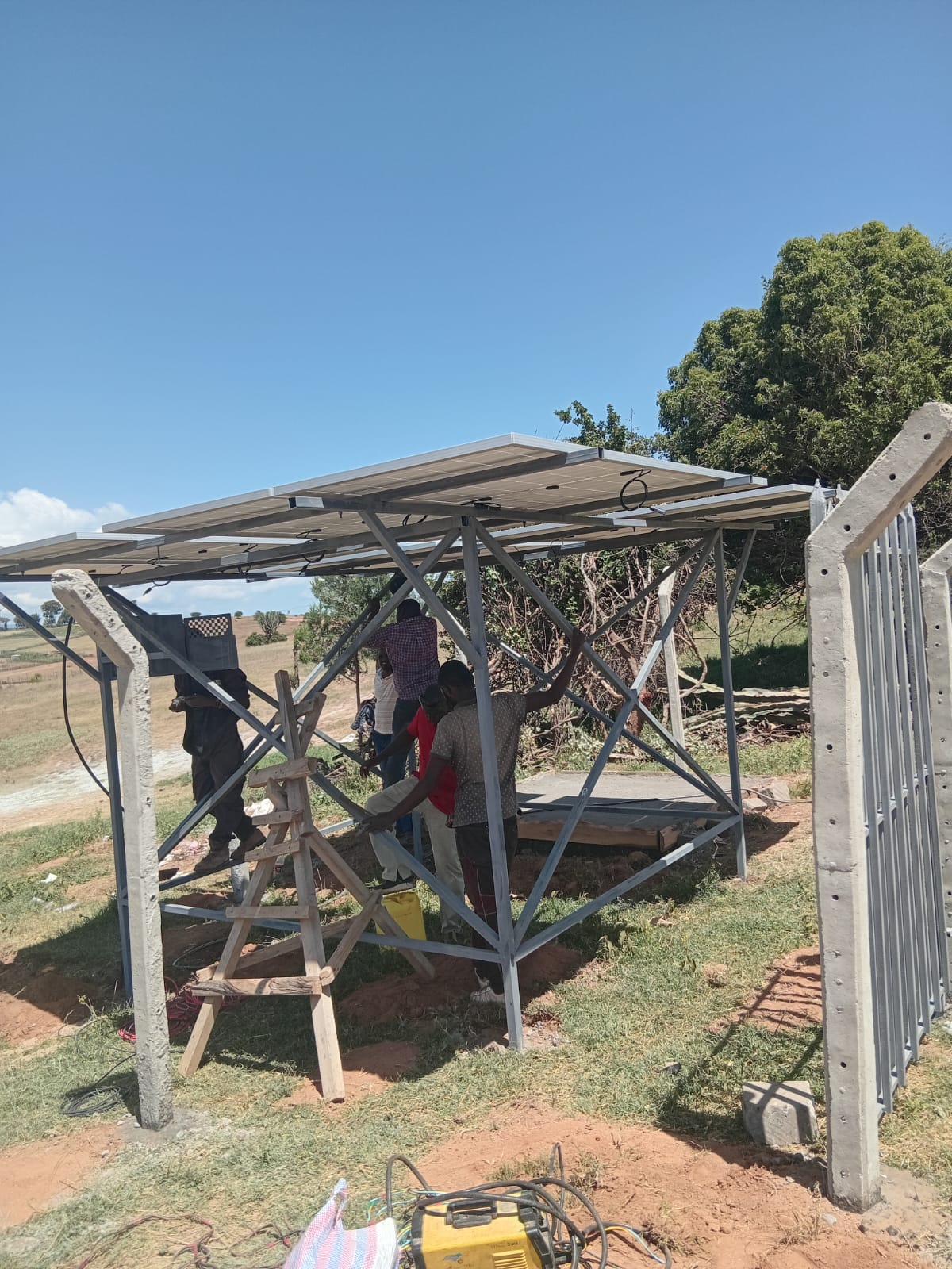 Installing solar panels for Chumvi borehole pump