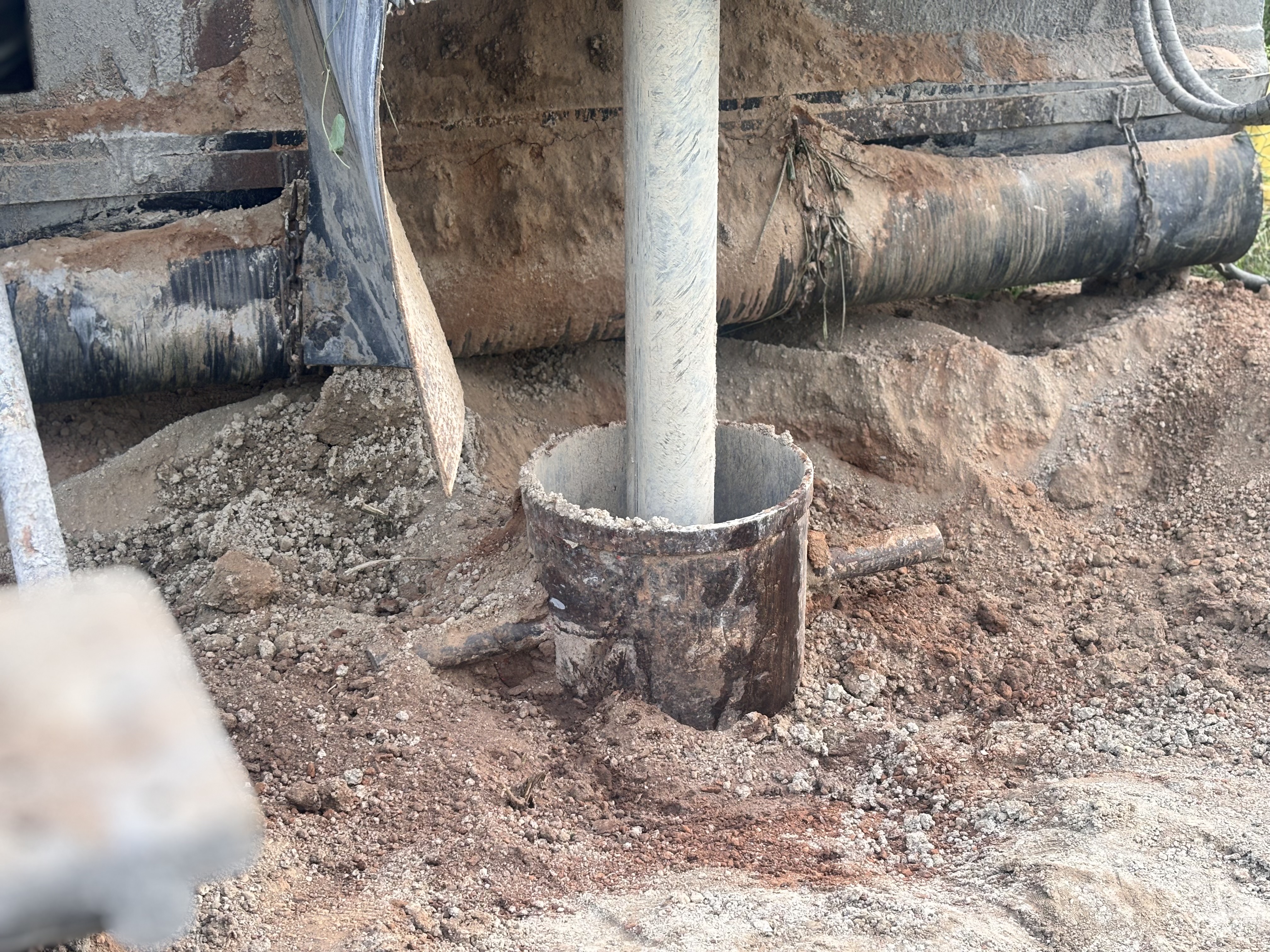Finished borehole supplying the community