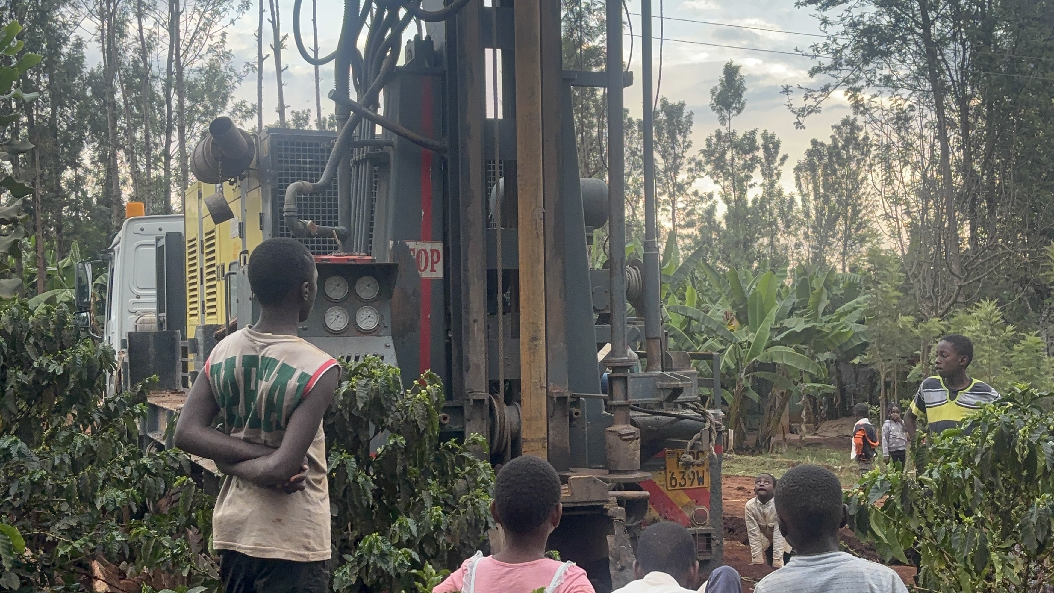 Drilling rig access cleared by backhoe at Karurumo farm