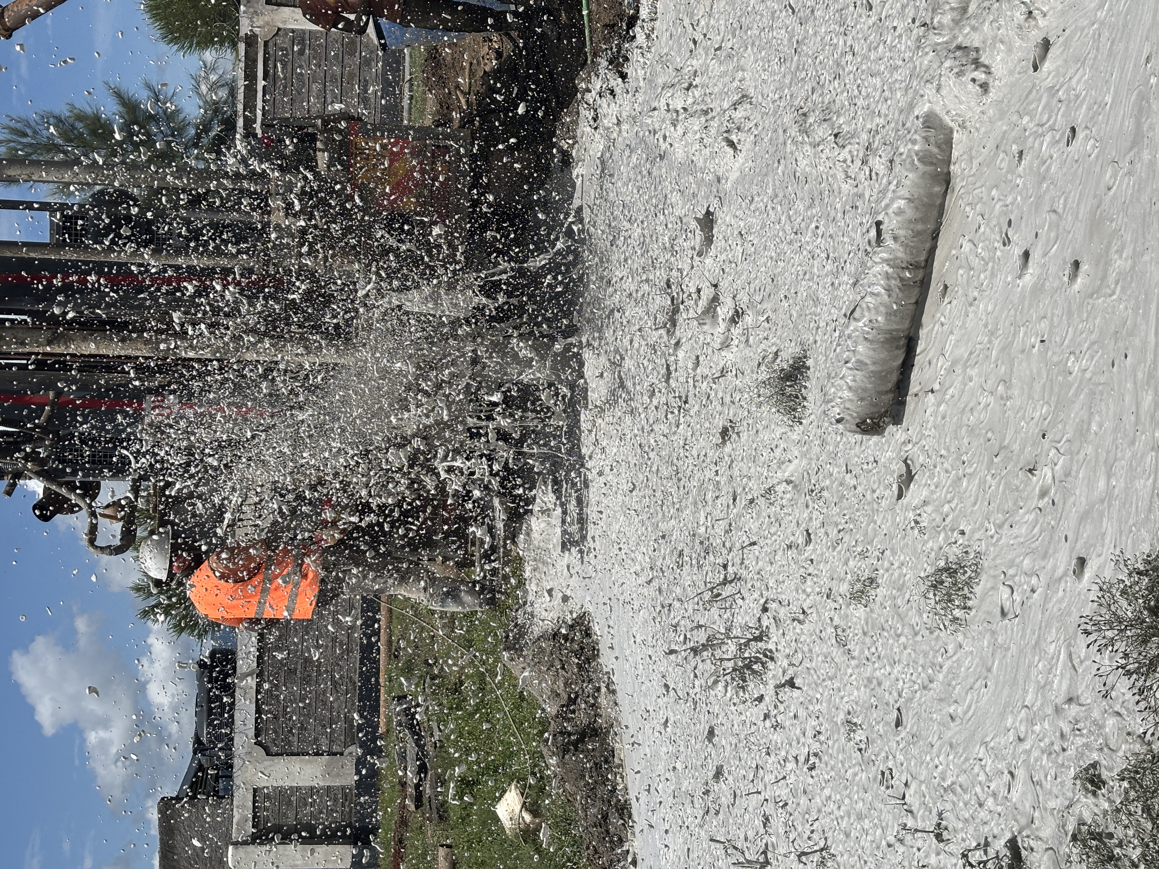 Water gushing from aquifer during drilling at Miti Mingi, Nakuru County